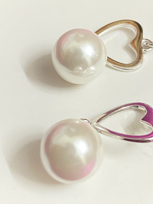 Pearl Heart Earrings | 92.5 Pure Stamped Sterling Silver