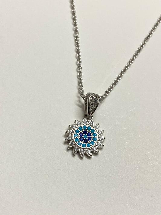 Nazar Protector Pendant | 92.5 Pure Stamped Sterling Silver | With AD Work