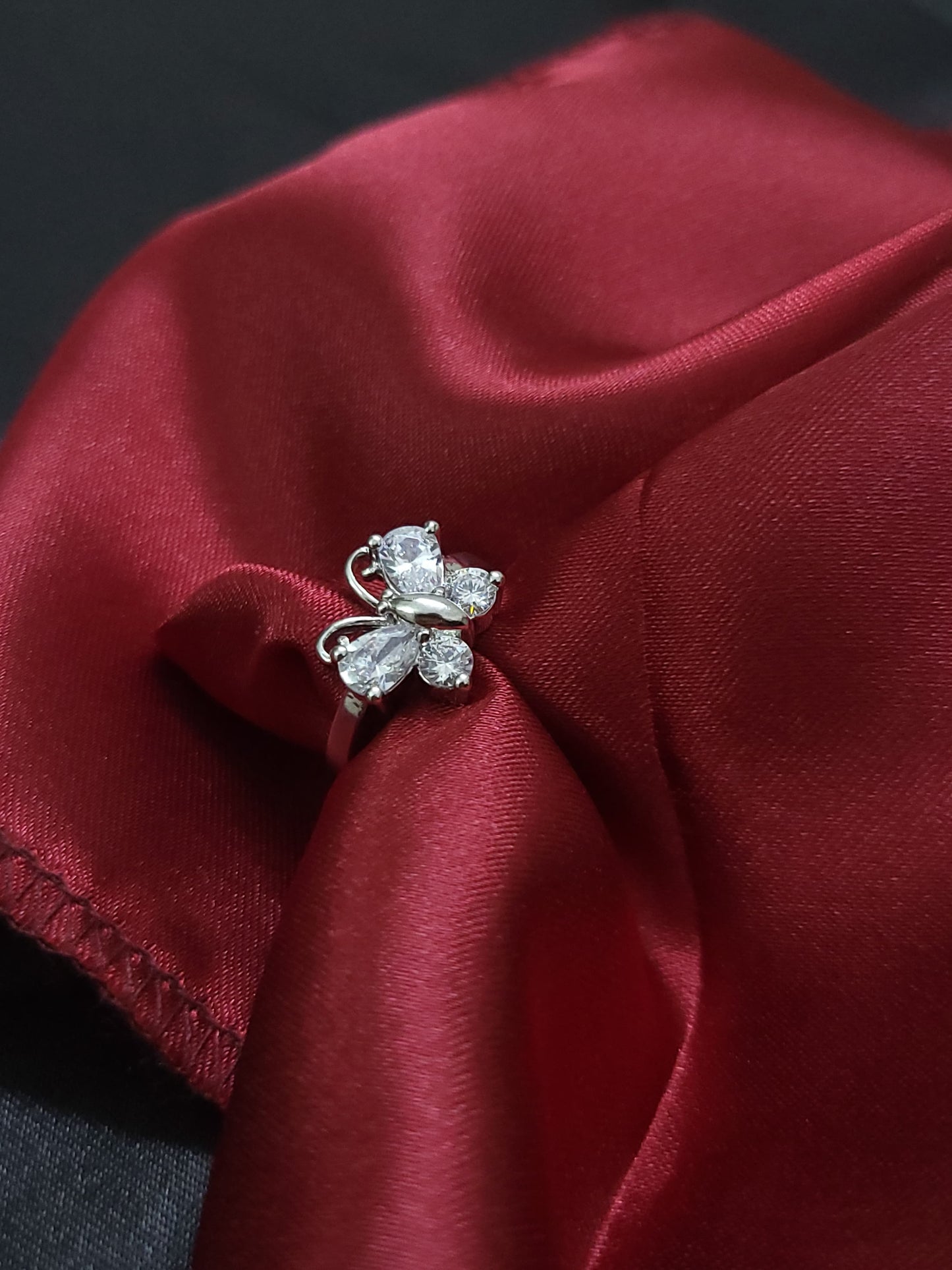 Beautyfly Ring | 92.5 Pure Stamped Sterling Silver | With AD Work