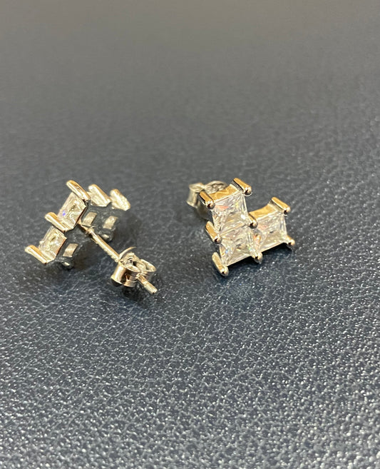 Heart Grid Earrings | 92.5 Pure Sterling Silver | With AD Work