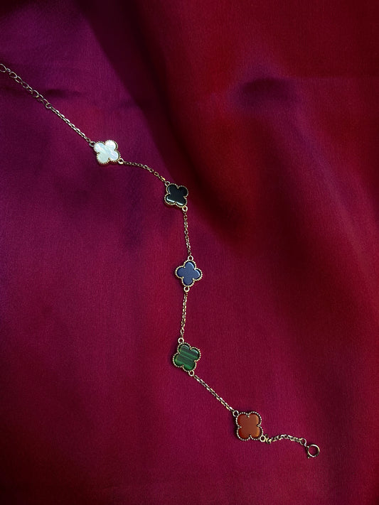 Noir Clover Anklet | 92.5 Pure Stamped Sterling Silver