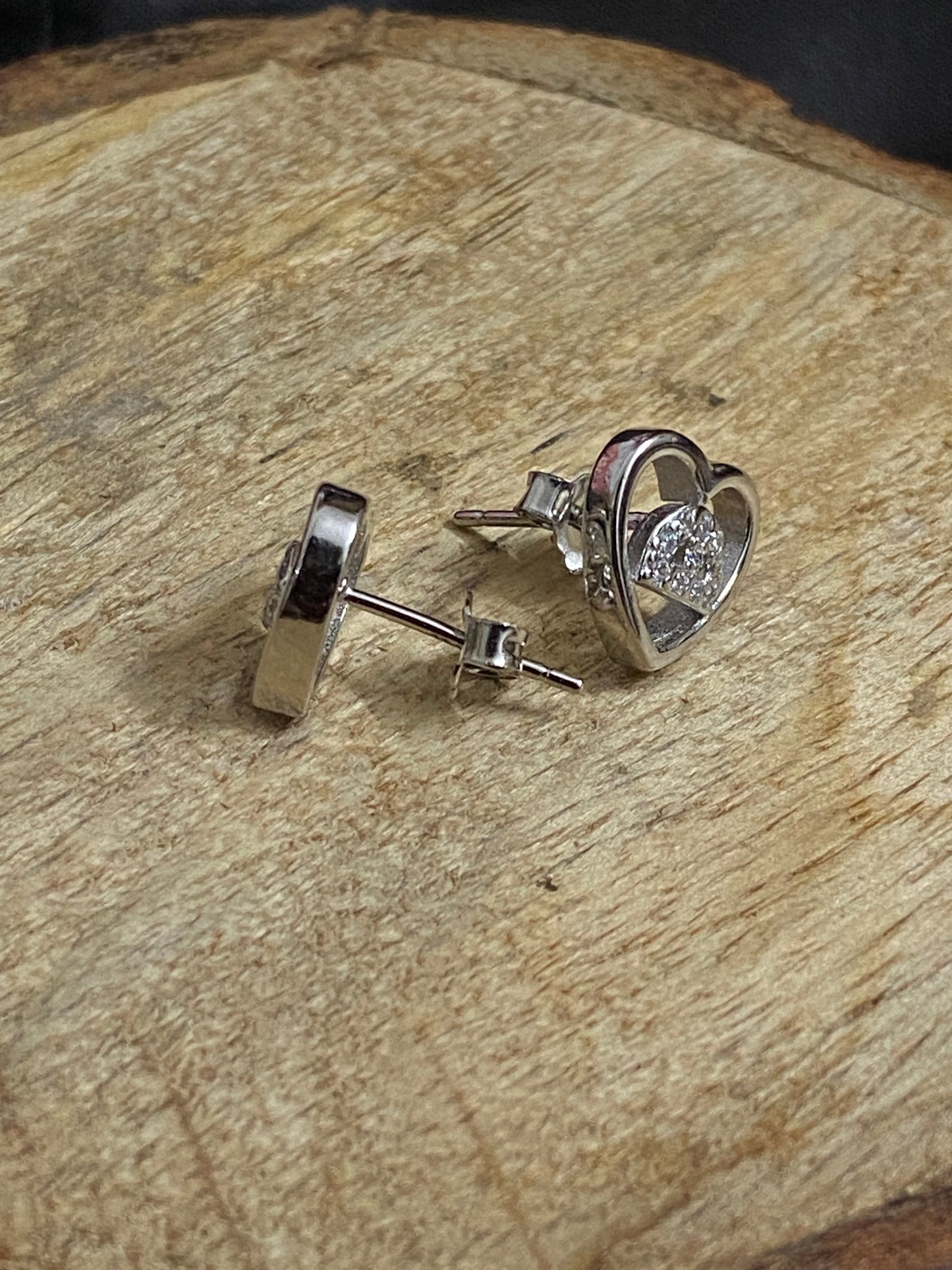 Cute Heart Earrings | 92.5 Pure Stamped Sterling Silver | With AD Work