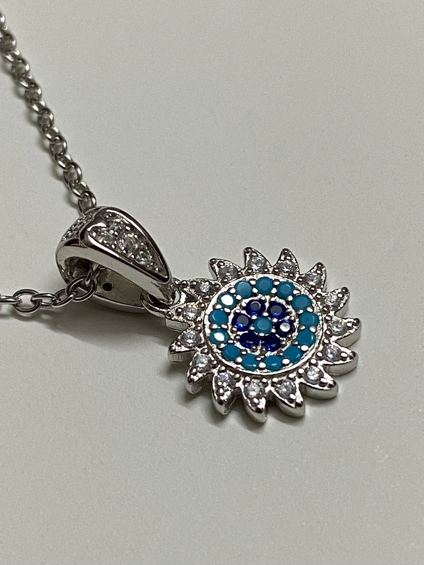 Nazar Protector Pendant | 92.5 Pure Stamped Sterling Silver | With AD Work