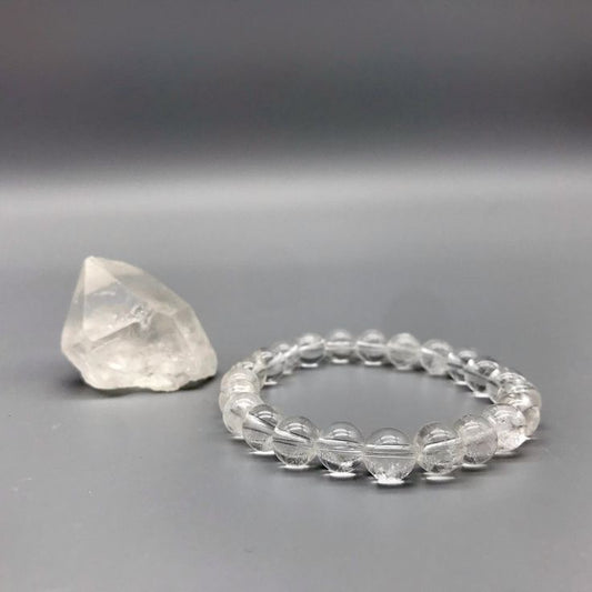 Clear Quartz Natural Round Handmade 8mm Bracelet | Transformation Crystal | Unisex