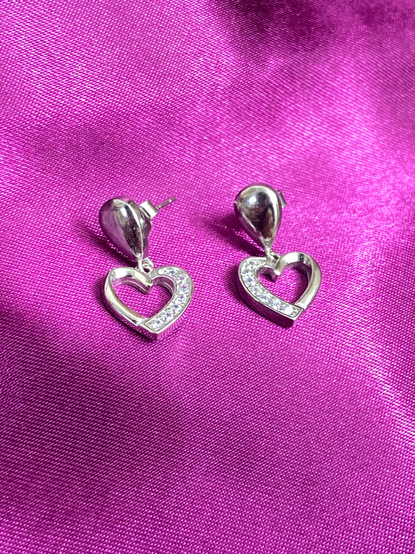 Heart Earrings | 92.5 Pure Stamped Sterling Silver | With AD Work