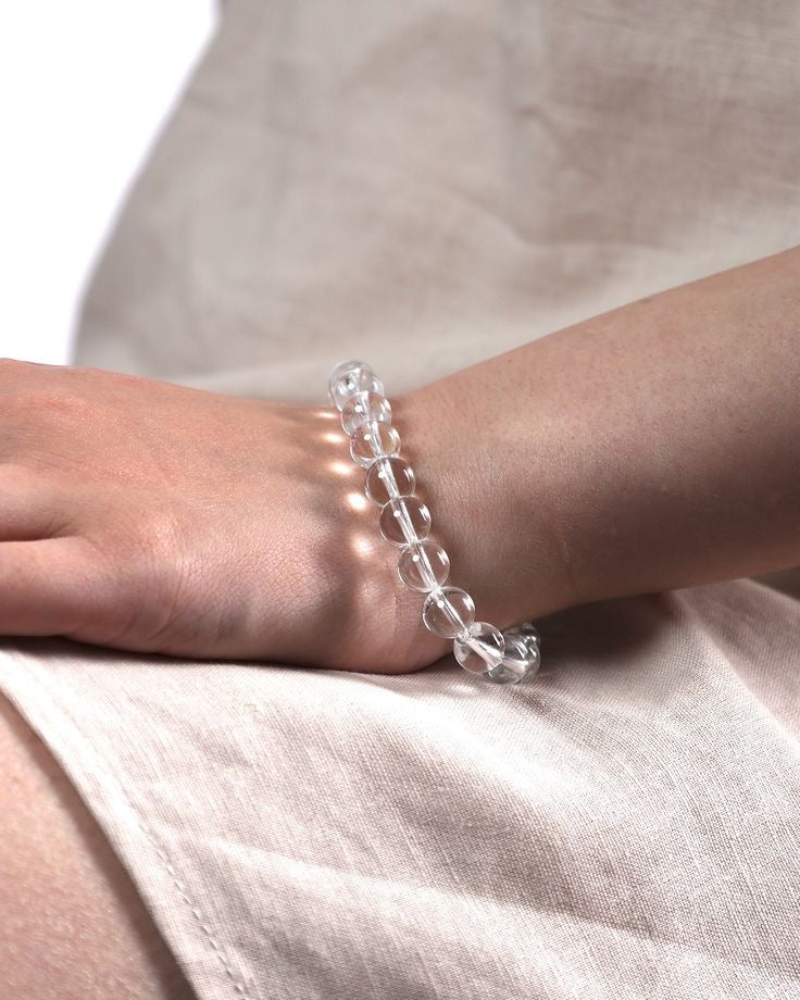 Clear Quartz Natural Round Handmade 8mm Bracelet | Transformation Crystal | Unisex