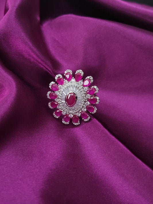 Scarlet Cocktail Ring | 92.5 Pure Stamped Sterling Silver | With Ad Work