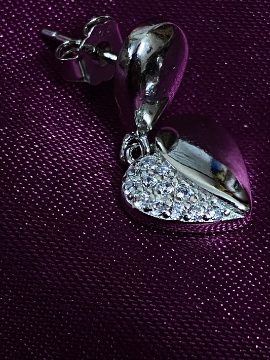 Dripping Heart Earrings | 92.5 Pure Stamped Sterling Silver | With AD Work