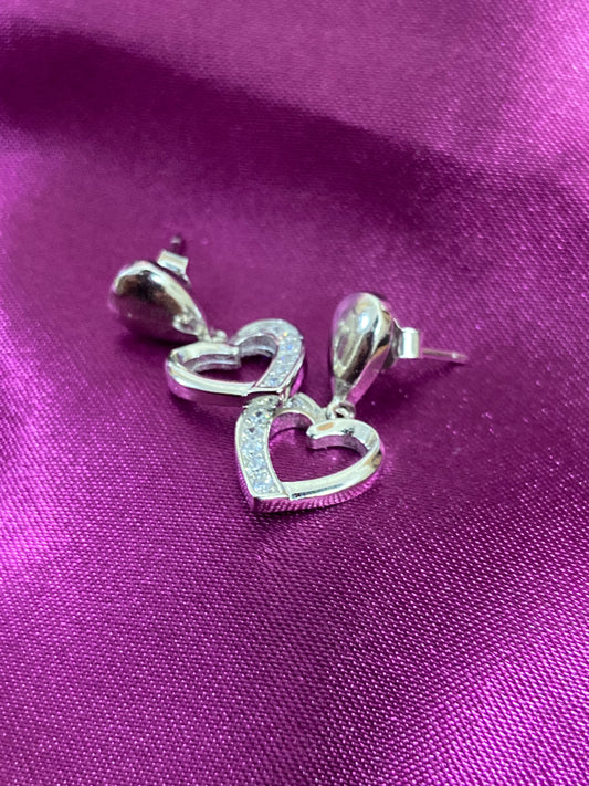 Heart Earrings | 92.5 Pure Stamped Sterling Silver | With AD Work