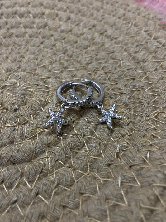 Superstar Hoop Earrings Pair | 92.5 Pure Sterling Silver | With AD Work