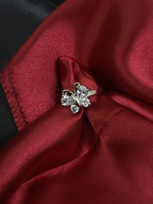 Beautyfly Ring | 92.5 Pure Stamped Sterling Silver | With AD Work