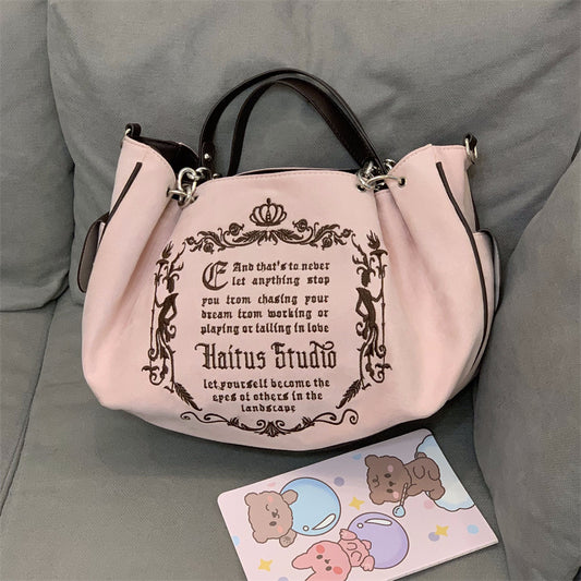 Large-Capacity Retro Literary Gothic Chain Tote Bag for Women 2022 New Fashion Soft Crossbody Pumpkin Bag