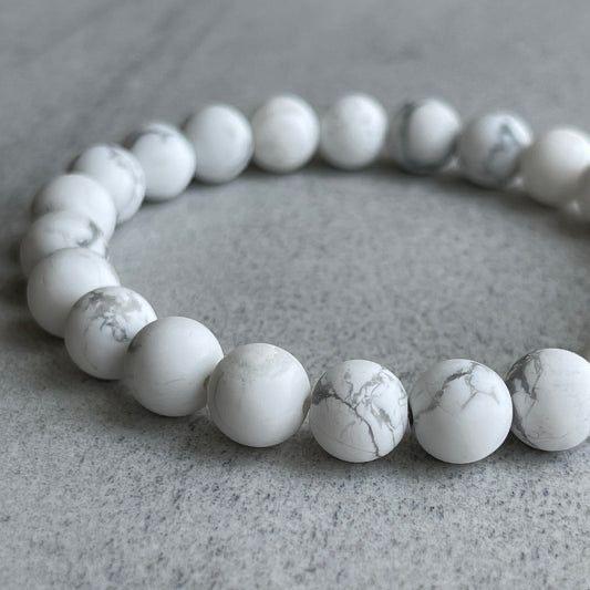 Howlite Natural Round Handmade 8mm Bracelet | Tension and Anger Manager | Unisex