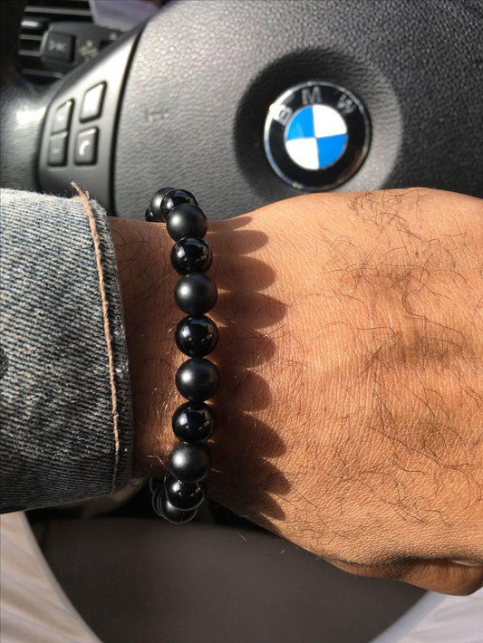 Black Tourmaline Round Handmade 8mm Bracelet | Ultimate Protector | Unisex