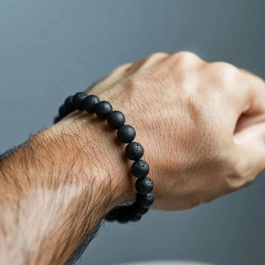 Lava Rock Natural Stone Round Bracelet | Healing and Energy Handmade 8mm Bracelet | Unisex