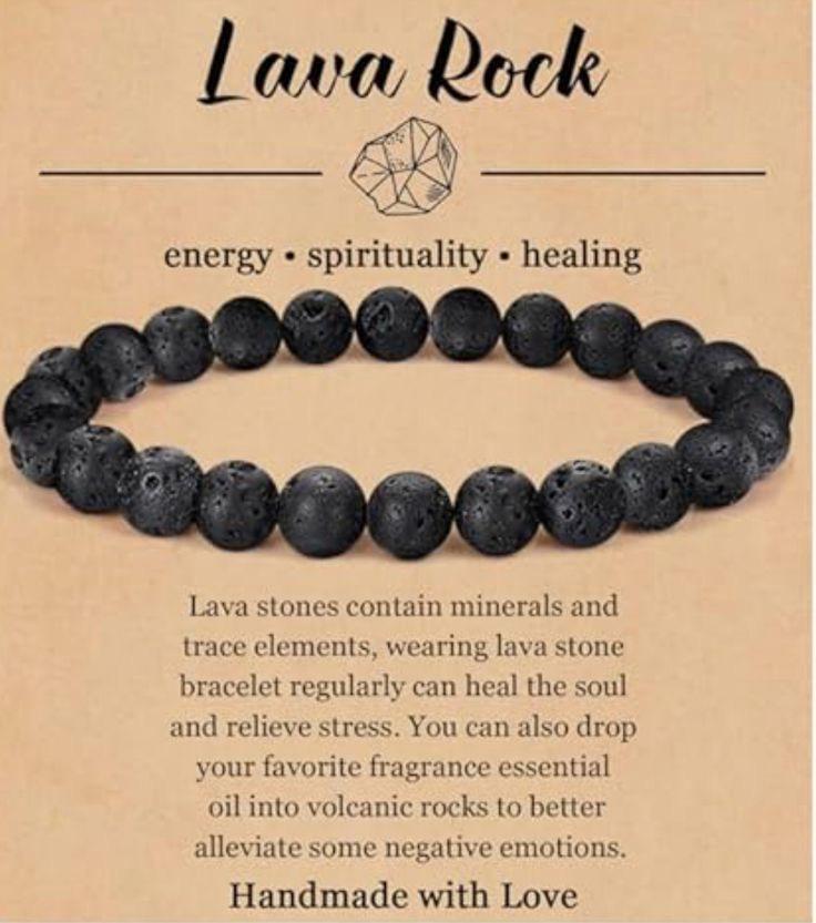Lava Rock Natural Stone Round Bracelet | Healing and Energy Handmade 8mm Bracelet | Unisex
