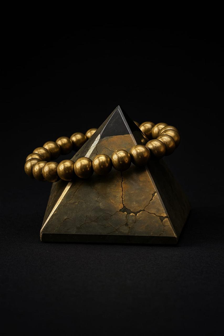 Golden Pyrite Natural Round Handmade 8mm Bracelet | Protective | Unisex