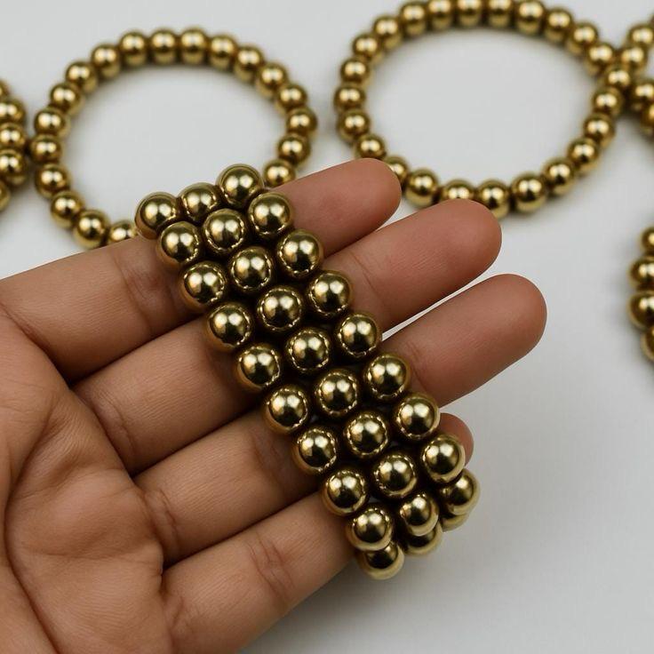 Golden Pyrite Natural Round Handmade 8mm Bracelet | Protective | Unisex