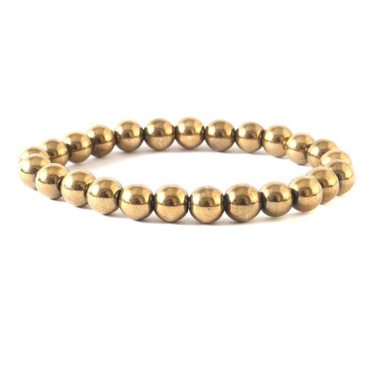 Golden Pyrite Natural Round Handmade 8mm Bracelet | Protective | Unisex