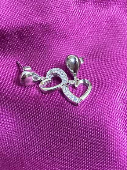 Heart Earrings | 92.5 Pure Stamped Sterling Silver | With AD Work