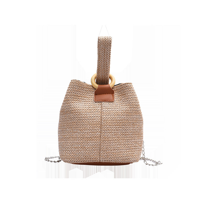2020 New Trendy Crossbody Bucket Bag Small Fresh Handbag Student Woven Bag Forest Beach Straw Bag Women