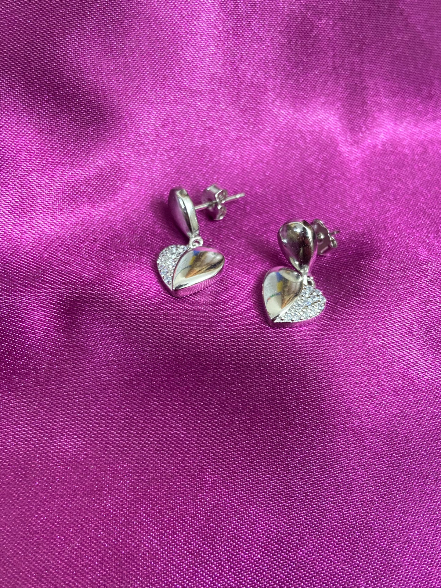 Dripping Heart Earrings | 92.5 Pure Stamped Sterling Silver | With AD Work