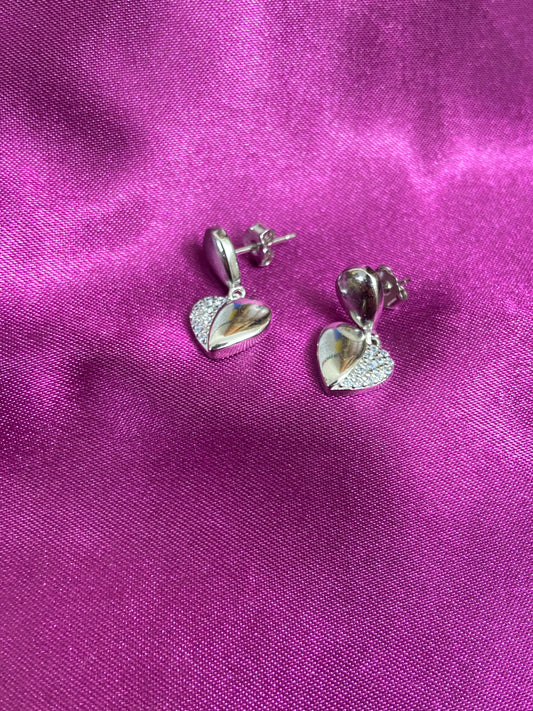 Dripping Heart Earrings | 92.5 Pure Stamped Sterling Silver | With AD Work