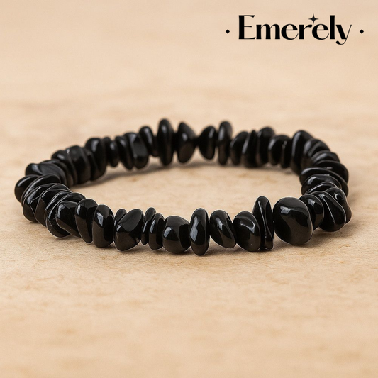 Black Tourmaline Natural Chip Handcrafted Uncut Bracelet | Ultimate Protector | Unisex