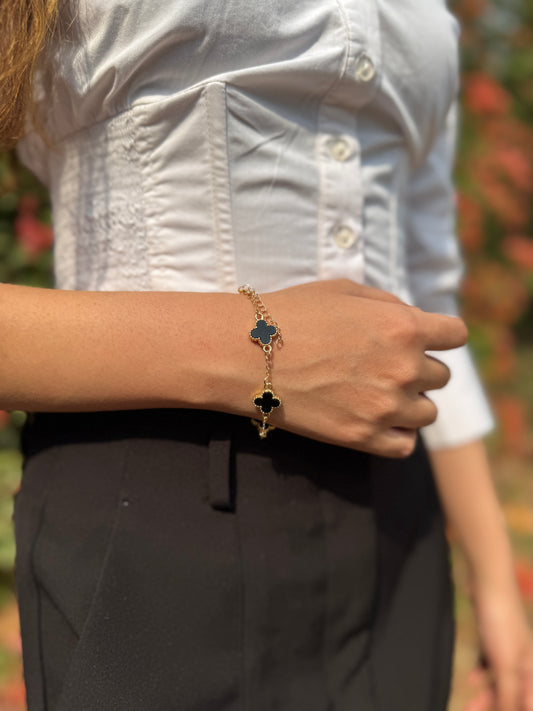 Noir Clover Bracelet For Her | Anti-Tarnish | Hypoallergenic | Waterproof