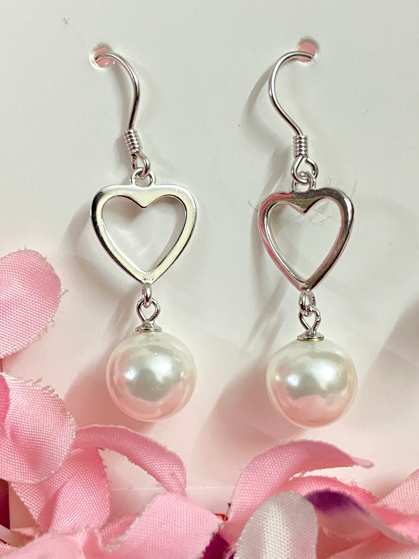 Pearl Heart Earrings | 92.5 Pure Stamped Sterling Silver