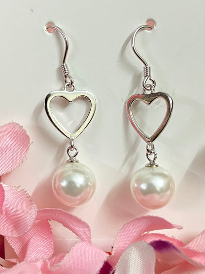 Pearl Heart Earrings | 92.5 Pure Stamped Sterling Silver