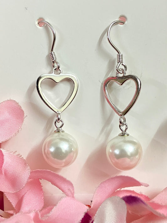 Pearl Heart Earrings | 92.5 Pure Stamped Sterling Silver