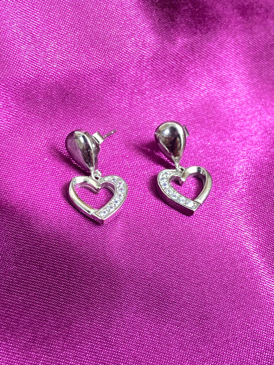Heart Earrings | 92.5 Pure Stamped Sterling Silver | With AD Work