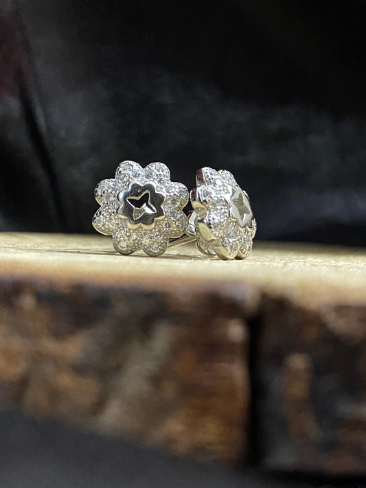 Sunflower Earrings | 92.5 Pure Stamped Sterling Silver | With AD Work