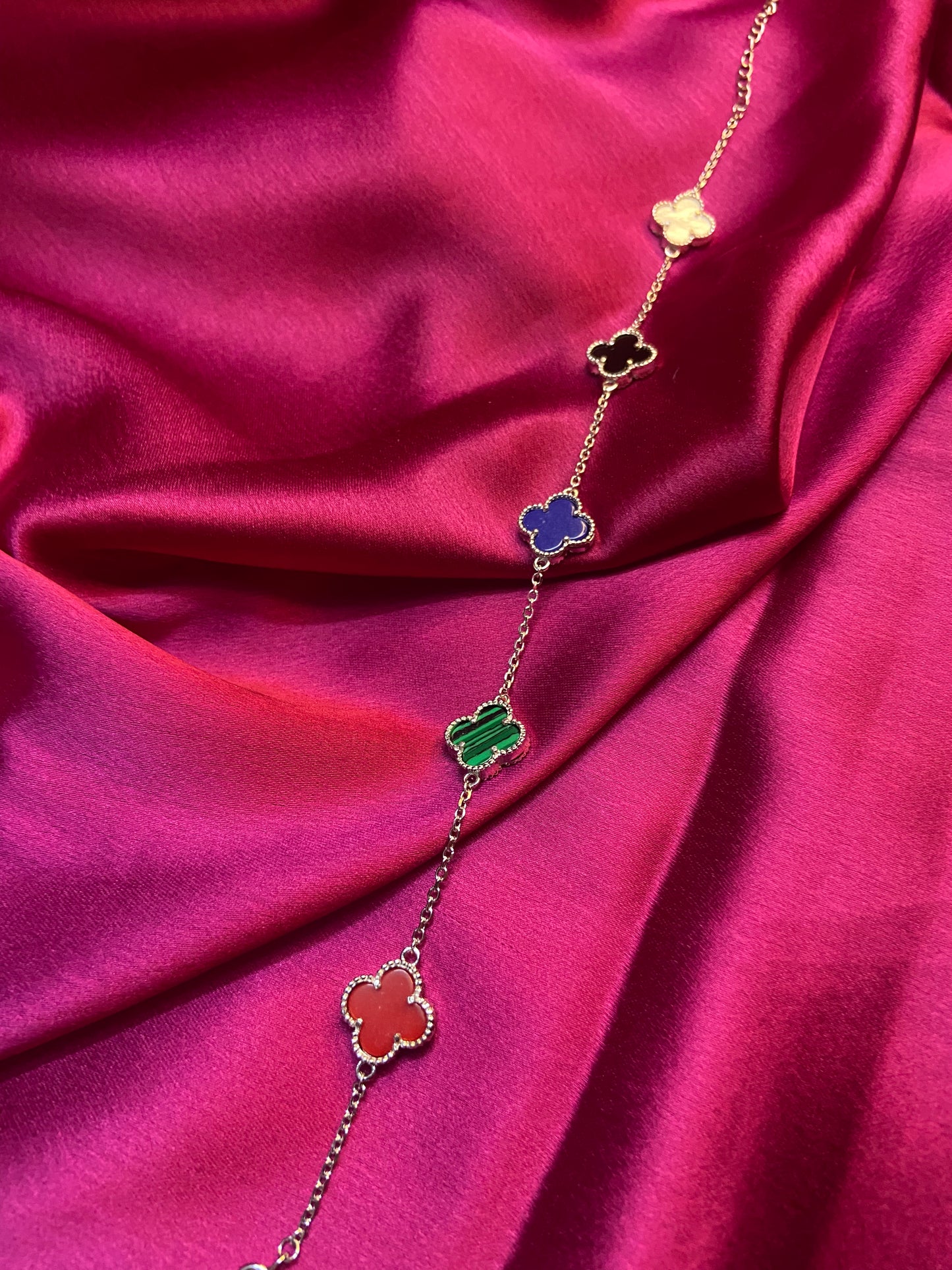 Noir Clover Anklet | 92.5 Pure Stamped Sterling Silver