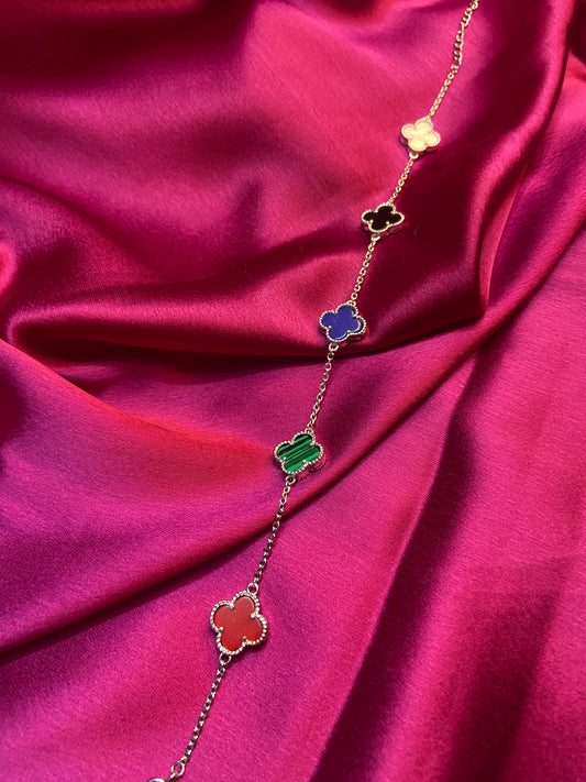 Noir Clover Anklet | 92.5 Pure Stamped Sterling Silver