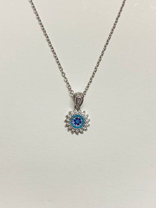 Nazar Protector Pendant | 92.5 Pure Stamped Sterling Silver | With AD Work