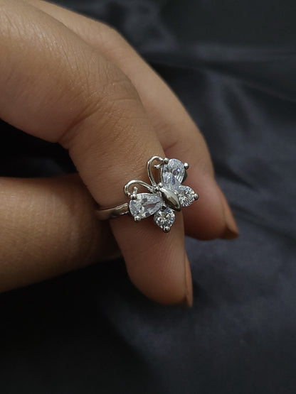 Beautyfly Ring | 92.5 Pure Stamped Sterling Silver | With AD Work