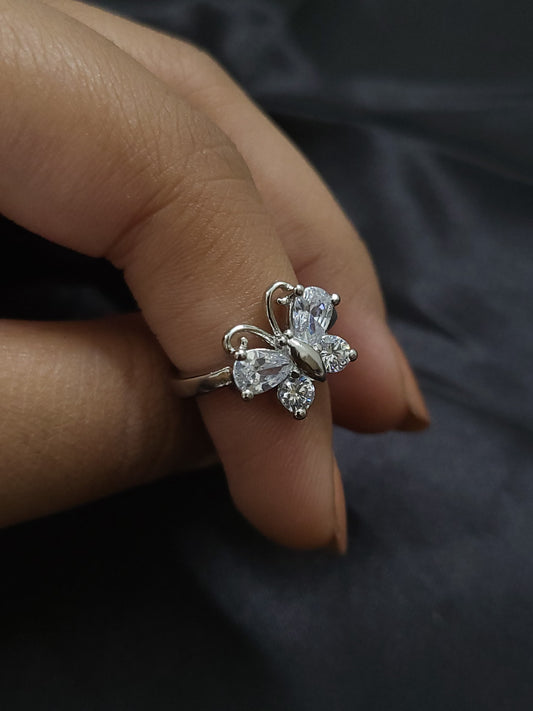 Beautyfly Ring | 92.5 Pure Stamped Sterling Silver | With AD Work