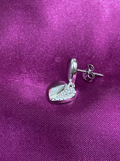 Dripping Heart Earrings | 92.5 Pure Stamped Sterling Silver | With AD Work