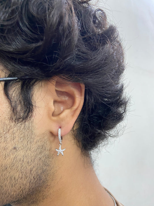 Superstar Hoop Earrings Pair | 92.5 Pure Sterling Silver | With AD Work