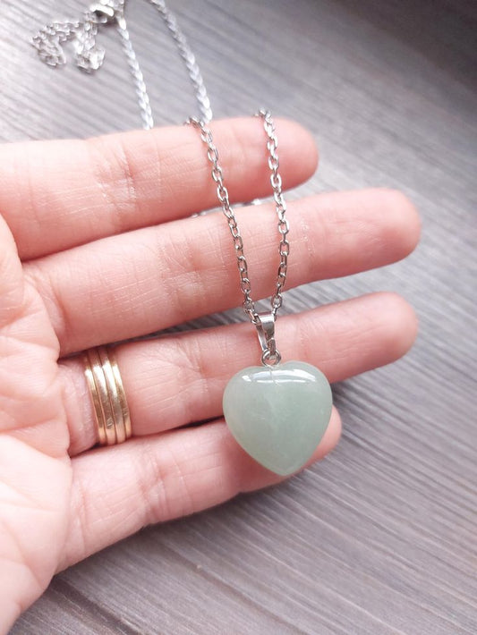 Green Aventurine Heart Pendant| Wealth and Abundance Handmade Pendant | Unisex