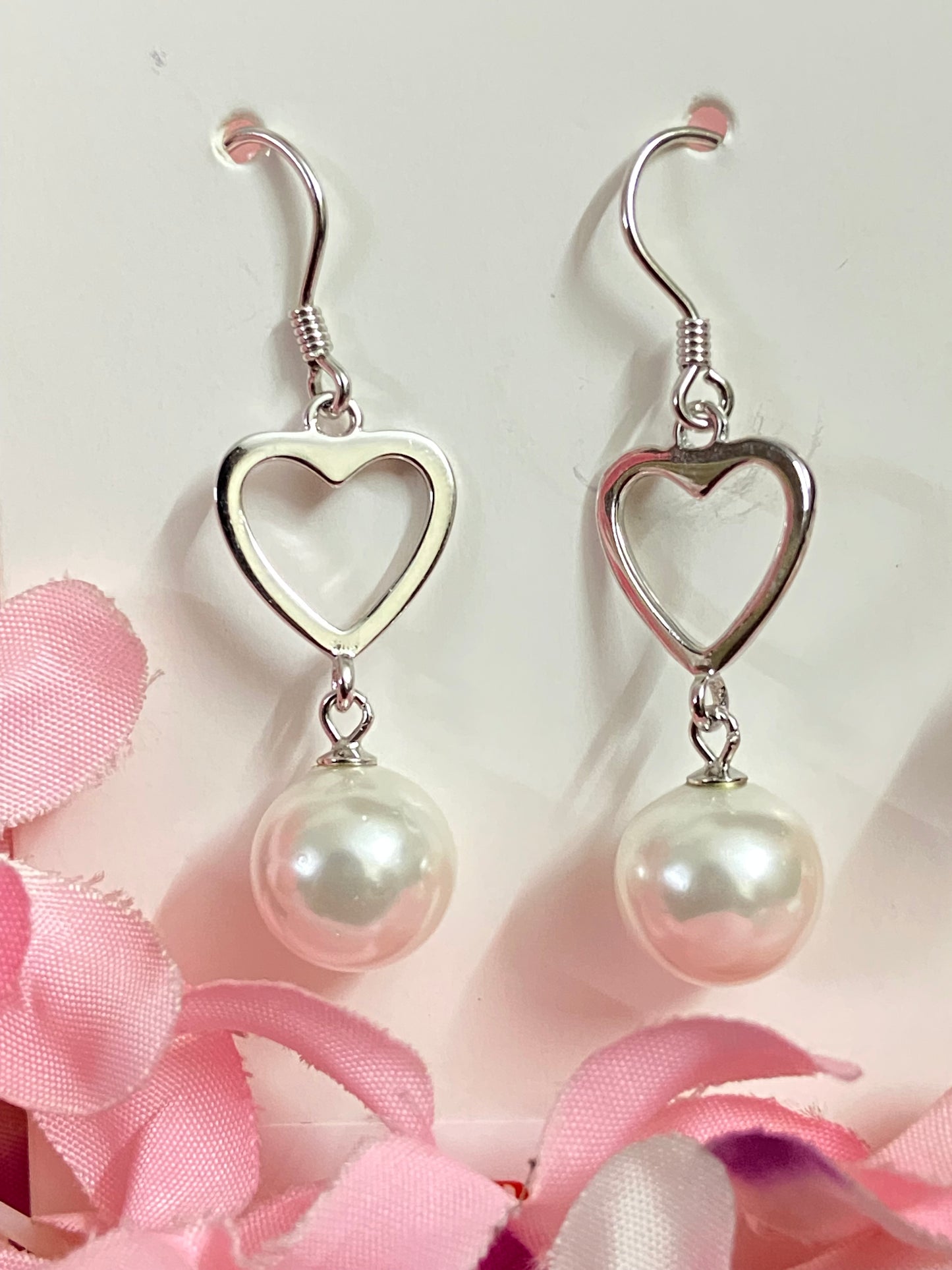Pearl Heart Earrings | 92.5 Pure Stamped Sterling Silver