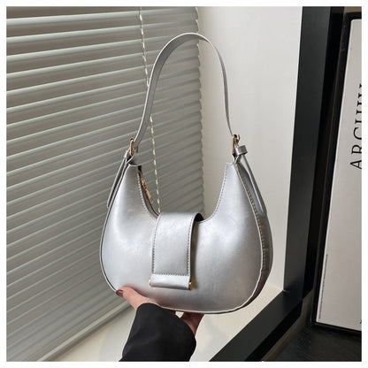 Fashionable Simple Solid Color Casual Small Bag Women's 2025 Summer New All-match Handbag Commuter Shoulder Underarm Bag
