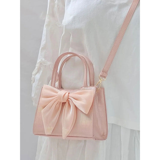 Bowknot Commuter Handbag 2026 New Fashion High-Quality Small Square Bag Sweet Girl's Shoulder Crossbody Bag