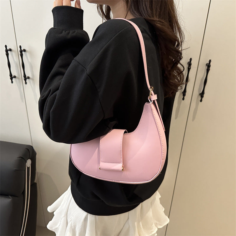 Fashionable Simple Solid Color Casual Small Bag Women's 2025 Summer New All-match Handbag Commuter Shoulder Underarm Bag