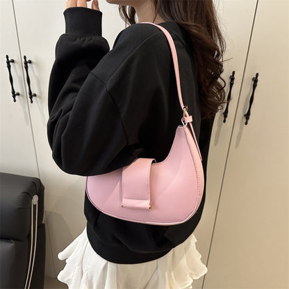 Fashionable Simple Solid Color Casual Small Bag Women's 2025 Summer New All-match Handbag Commuter Shoulder Underarm Bag