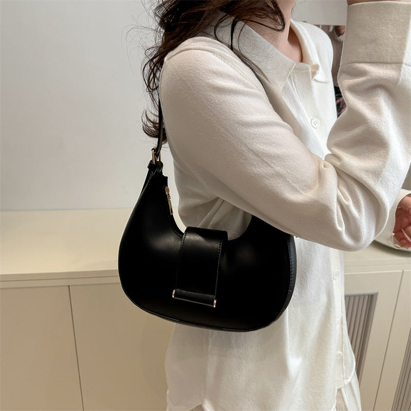 Fashionable Simple Solid Color Casual Small Bag Women's 2025 Summer New All-match Handbag Commuter Shoulder Underarm Bag