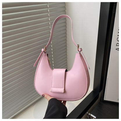 Fashionable Simple Solid Color Casual Small Bag Women's 2025 Summer New All-match Handbag Commuter Shoulder Underarm Bag