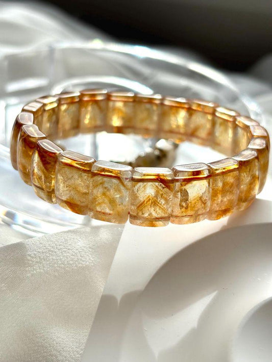 Yellow Citrine Gemstone Pyramid Bracelet | Health and Manifestation Handmade Bracelet | Unisex